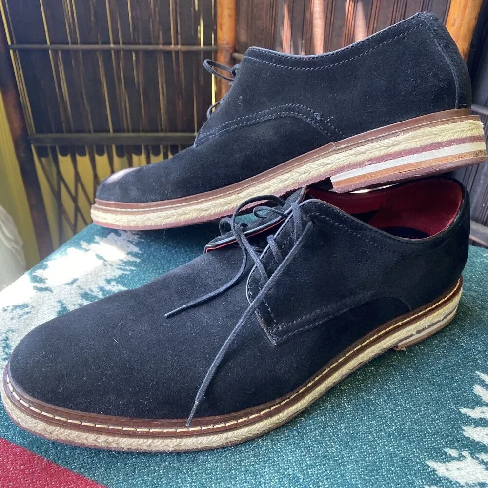 11.5 M Men's Cole Rood & Haan Suede Espradille Lace Up Black Shoes